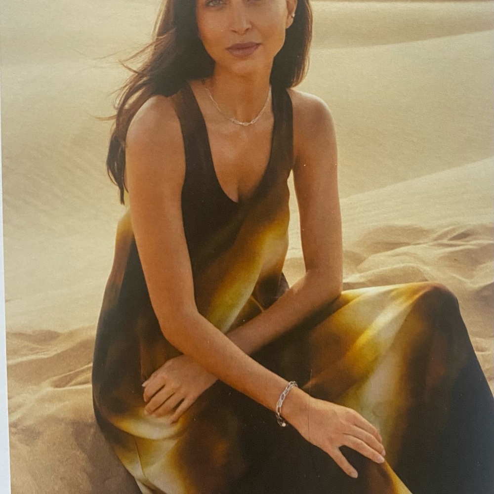 Women's Brown & Gold Printed Maxi Dress - Sleeveless